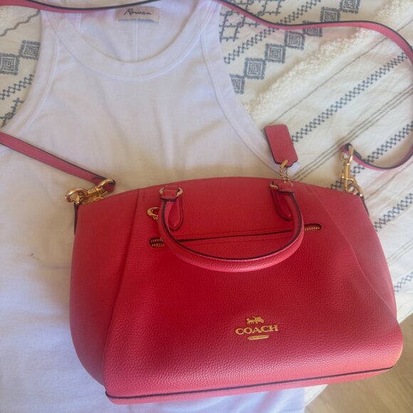 Coach Mini Bennett Satchel Hot Pink Leather Bag Crossbody Tote Gold Hardware - Picture 8 of 8